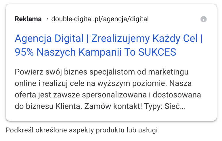 rozszerzenie informacji w witrynie